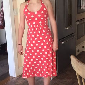 Boden jersey halter neck dress in fun polka dots